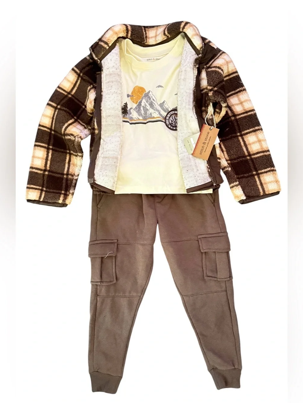 3-Pc Set Jacket T-Shirt 4-Pocket Joggers By Stitch & Stone Boys Sz 7